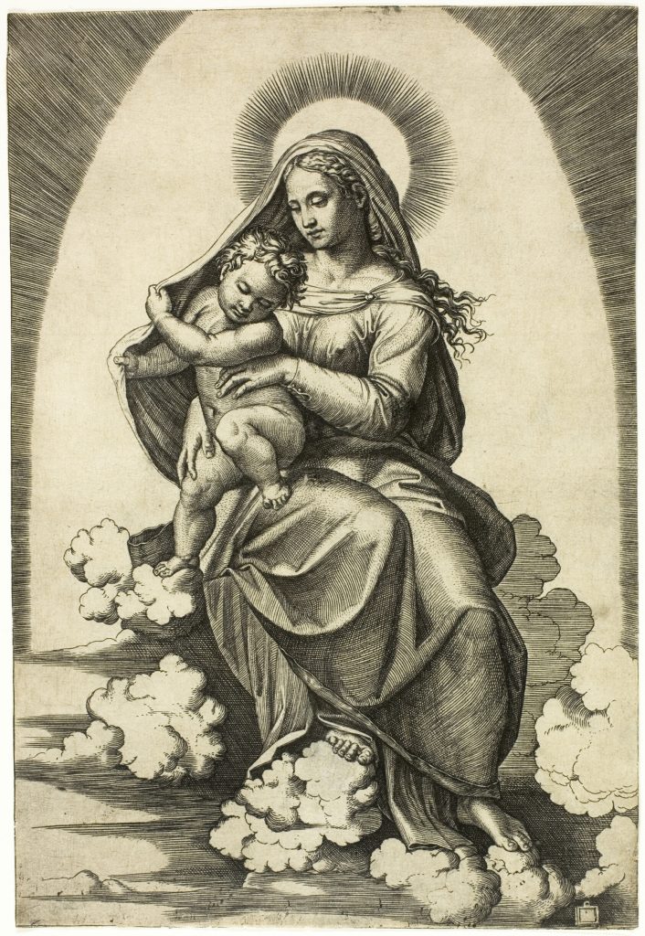 Virgin and Child Seated on Clouds